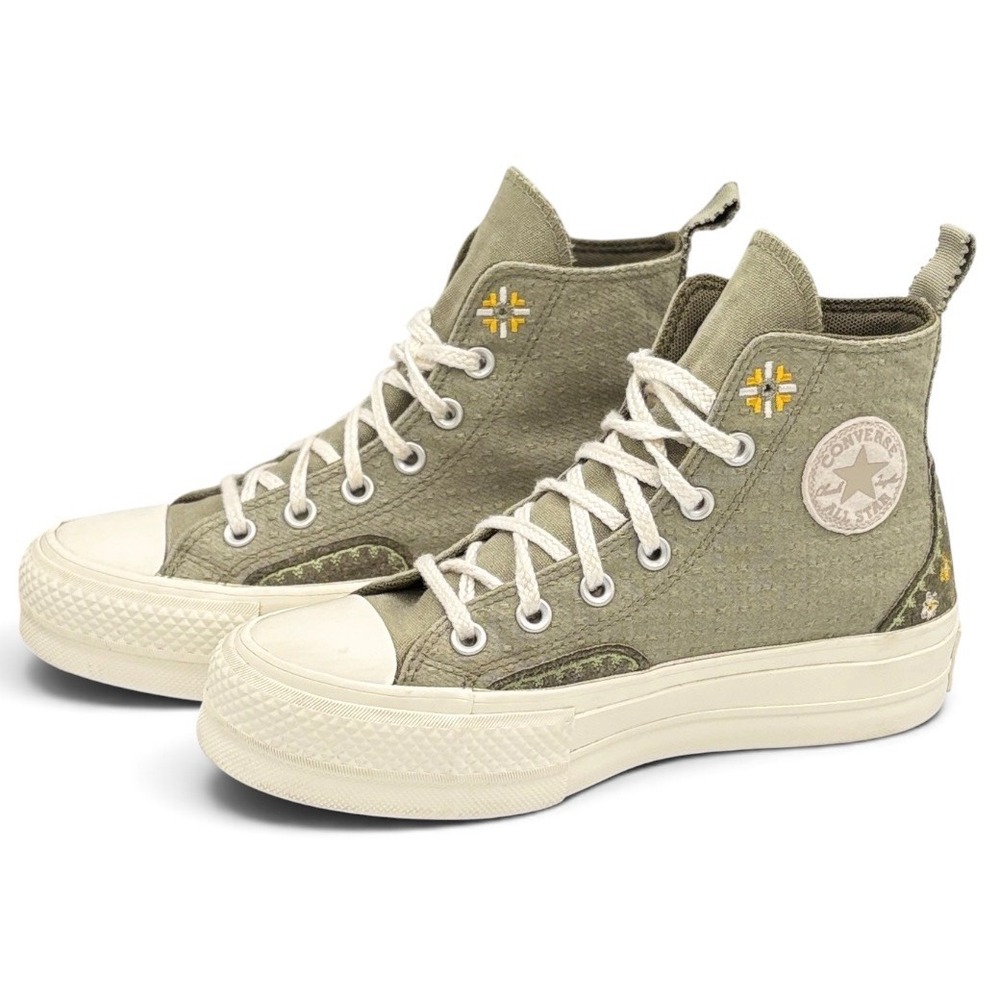 Converse Chuck Taylor All Star Lift Platform Womens 6 Green Floral Shoes A05069C